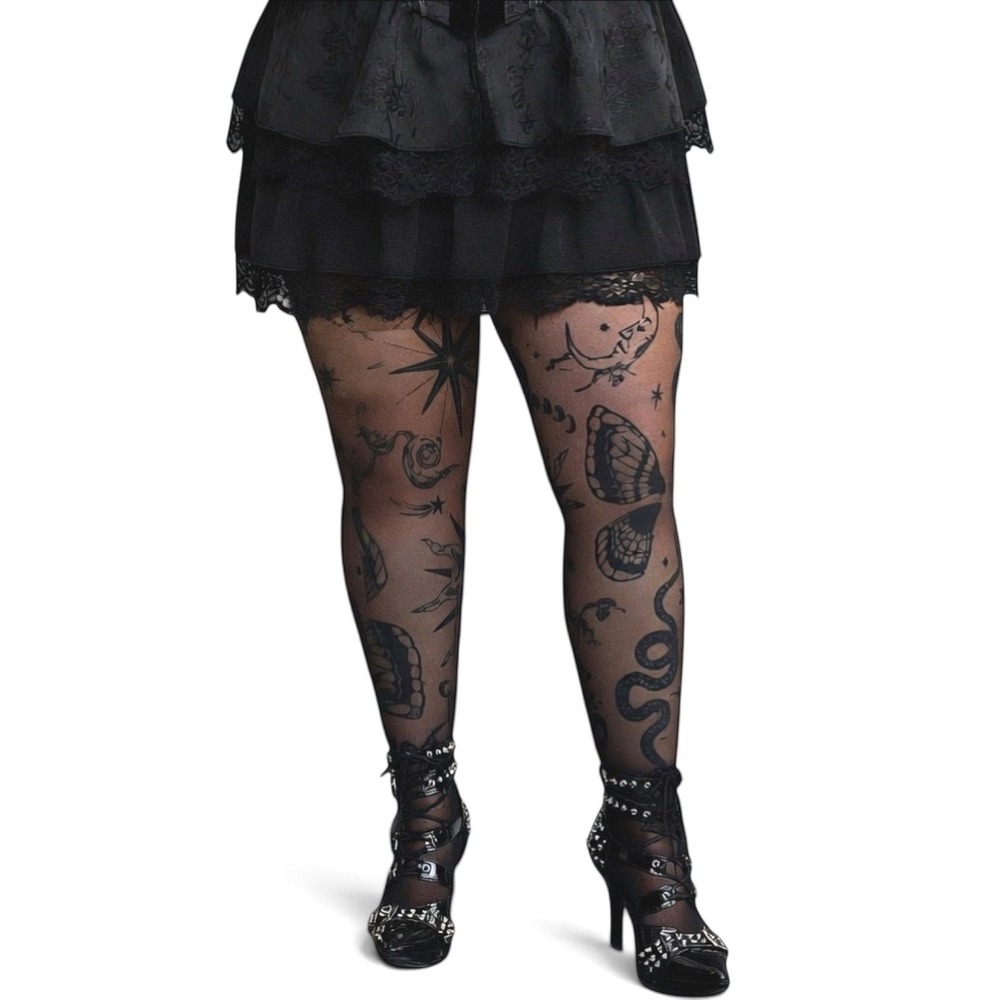 TORRID "Serpent Celestial" Black Flocked Leggings w/Attached Shorts NWT Size 1X - Picture 6 of 12